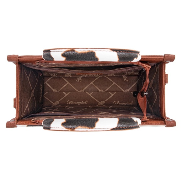Wrangler Cow Print Concealed Carry Tote/Crossbody - Brown - Picture 5 of 5